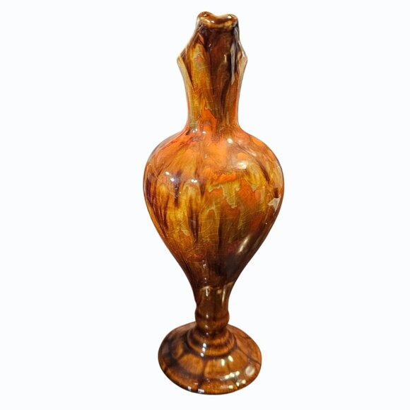 Jem of California 6" Art Pottery 1969 Orange Drip Glaze Pitcher Vase MCM - Picture 5 of 9